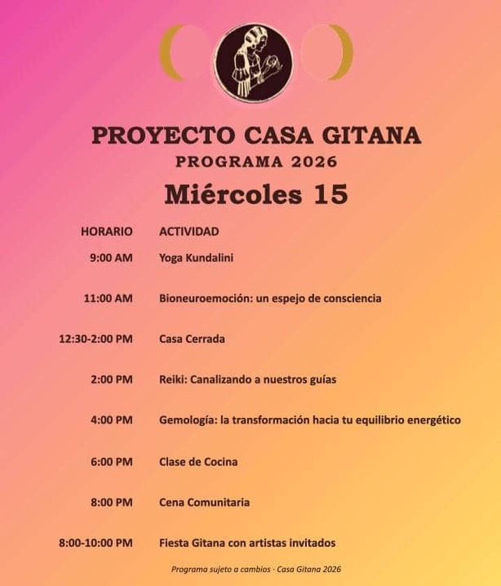 Proyecto Casa Gitana ofrece una programación increíble durante el Festival de Cine de Gibara para que todos la disfruten. Ven y sé parte de una experiencia holística donde el bienestar, la cultura, el arte y la comunidad se unen en un entorno único e inspirador./Proyecto Casa Gitana offers an incredible lineup during the Gibara Film Festival for everyone to enjoy. Come and be part of a holistic experience where wellness, culture, art, and community come together in a unique and inspiring Proyecto Casa Gitana offers an incredible lineup during the Gibara Film Festival for everyone to enjoy. Come and be part of a holistic experience where wellness, culture, art, and community come together in a unique and inspiring setting.