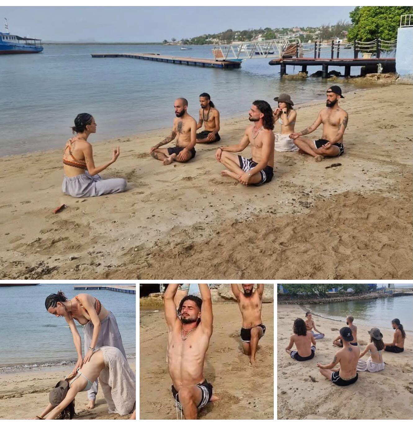 Clases de yoga a la Yemayá, como parte del programa de bienestar de Proyecto Casa Gitana./Yoga classes a la Yemayá part of the Proyecto Casa Gitana wellness program.