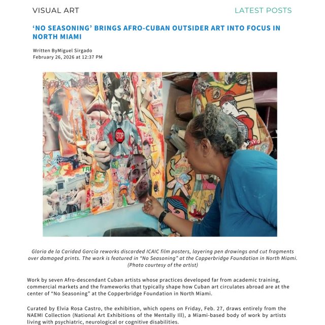 It’s tonight.

No Seasoning opens this evening at Copperbridge Foundation — and it is already part of South Florida’s cultural conversation with a review by Miguel Sirgado in Artburst.

When a platform like Artburst takes notice, we know that what is happening here in North Miami is resonating beyond our walls.

Join us tonight, 
February 27 | 7:00 PM
Copperbridge Foundation
12500 NE 4th Ave, North Miami

Come experience the exhibition.

Read the article (link in our bio).

Be part of the conversation.

See you tonight.