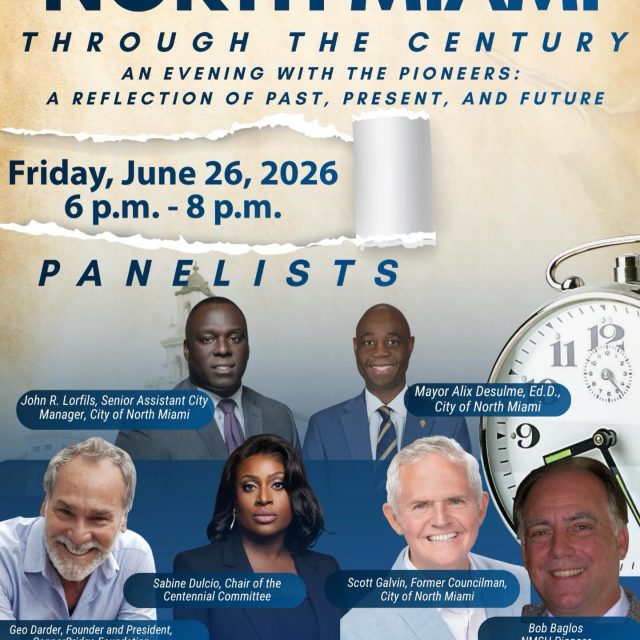 North Miami Centennial Speaker Series: A Journey Through Our City’s History

Friday, June 26, 2026 | 6:00 PM – 8:00 PM
North Miami Senior High School Auditorium
13110 NE 8th Ave, North Miami, FL 33161

The Copperbridge Foundation is pleased to recommend this special Centennial event organized by the City of North Miami.

As North Miami proudly celebrates its 100th Anniversary, this unique evening will bring together a remarkable group of North Miami Senior High School alumni whose contributions have helped shape our city and extend its influence far beyond our community. It is an opportunity to reflect on our shared history, celebrate our achievements, and discuss the future of North Miami.

We are especially proud that Geo Darder, Founder of the Copperbridge Foundation, has been invited to serve as one of the panelists. He will share his perspectives on North Miami’s Past, Present, and Future, drawing from decades of community involvement, cultural leadership, and civic engagement.

Join us for this inspiring historical journey and celebration of the people, places, and stories that have defined North Miami over the past century.

Event Details
📍 North Miami Senior High School Auditorium
13110 NE 8th Ave, North Miami, FL 33161

📅 Friday, June 26, 2026

🕕 6:00 PM – 8:00 PM

We look forward to celebrating North Miami’s Centennial with you.